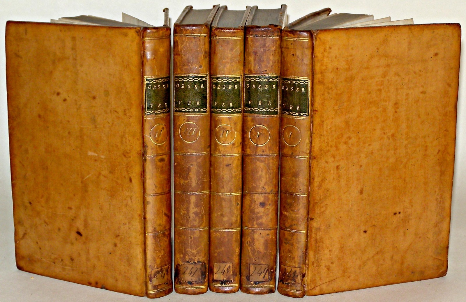 Observer Essays Cumberland 1786–1791 5 Vol Set London Dilly HB