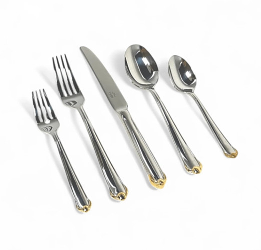 Mikasa CLASSICO GOLD 5 piece place setting NIB 2 FORKS 2 SPOONS KNIFE NEW Mikasa CLASSICO GOLD 5 piece place setting NIB 2 FORKS 2 SPOONS KNIFE NEW