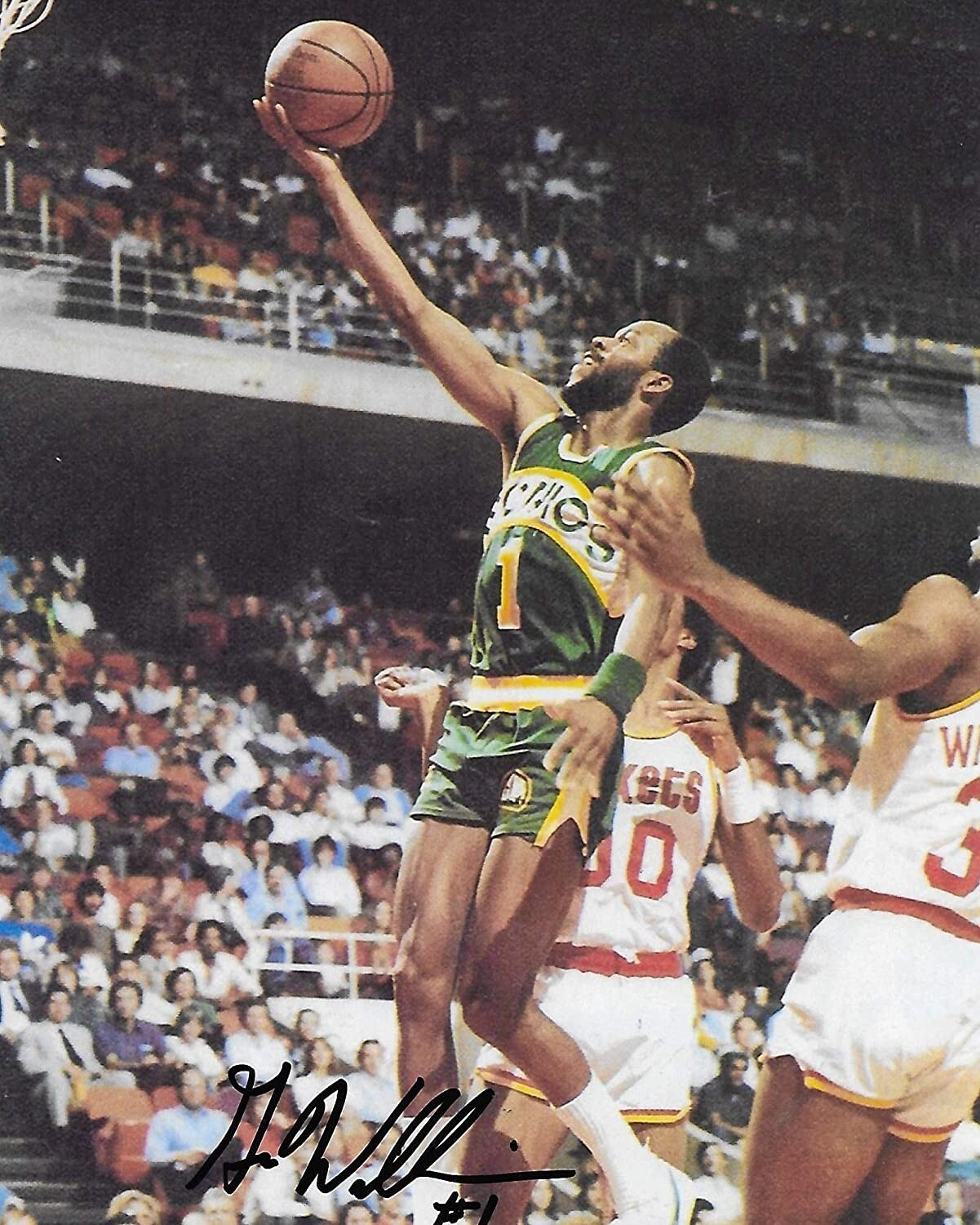 Gus Williams Seattle SuperSonics signed autographed Sonics basketball 8x10 photo