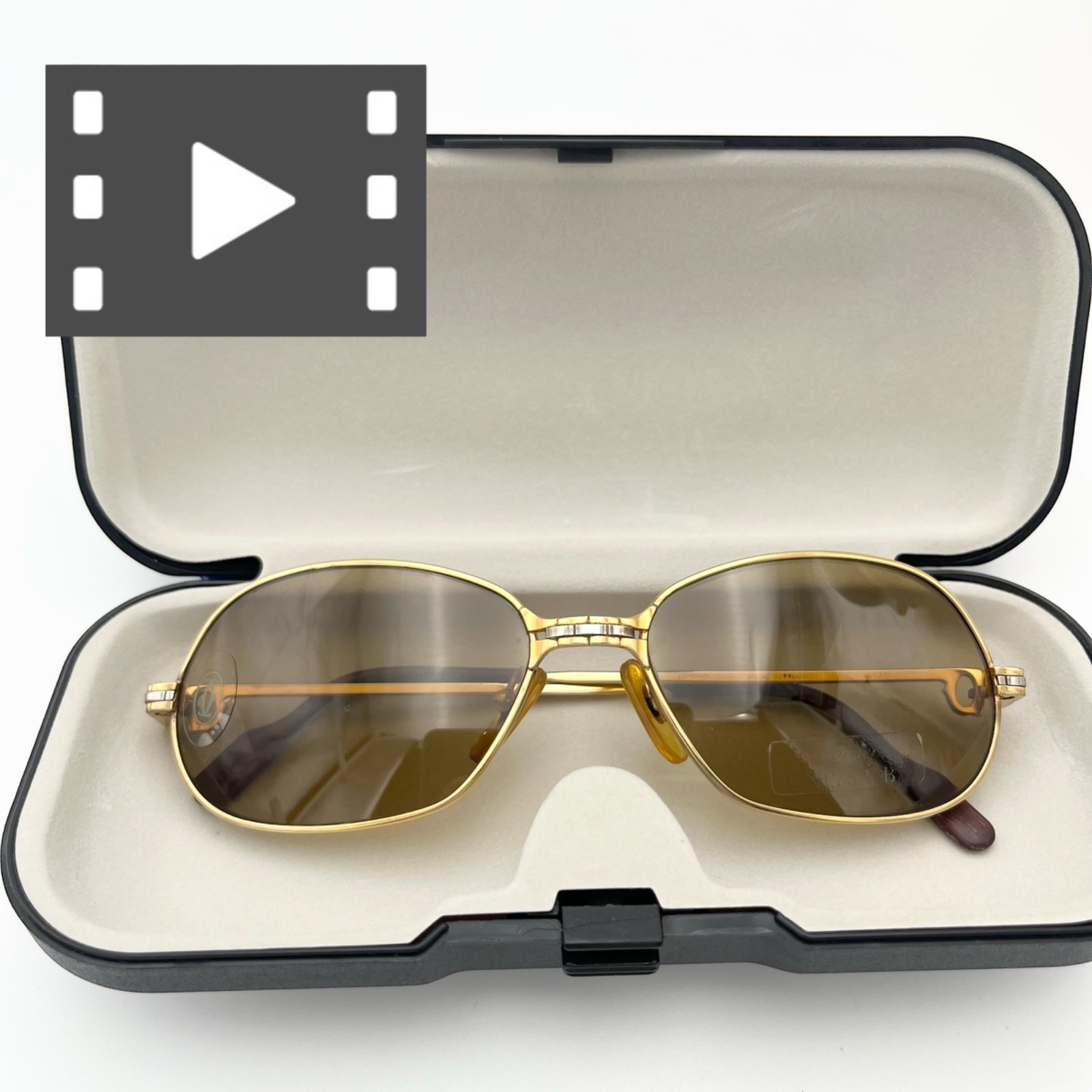 Vintage 1989s Cartier 56-17-135 Maillon Panthere sunglasses original brown japan