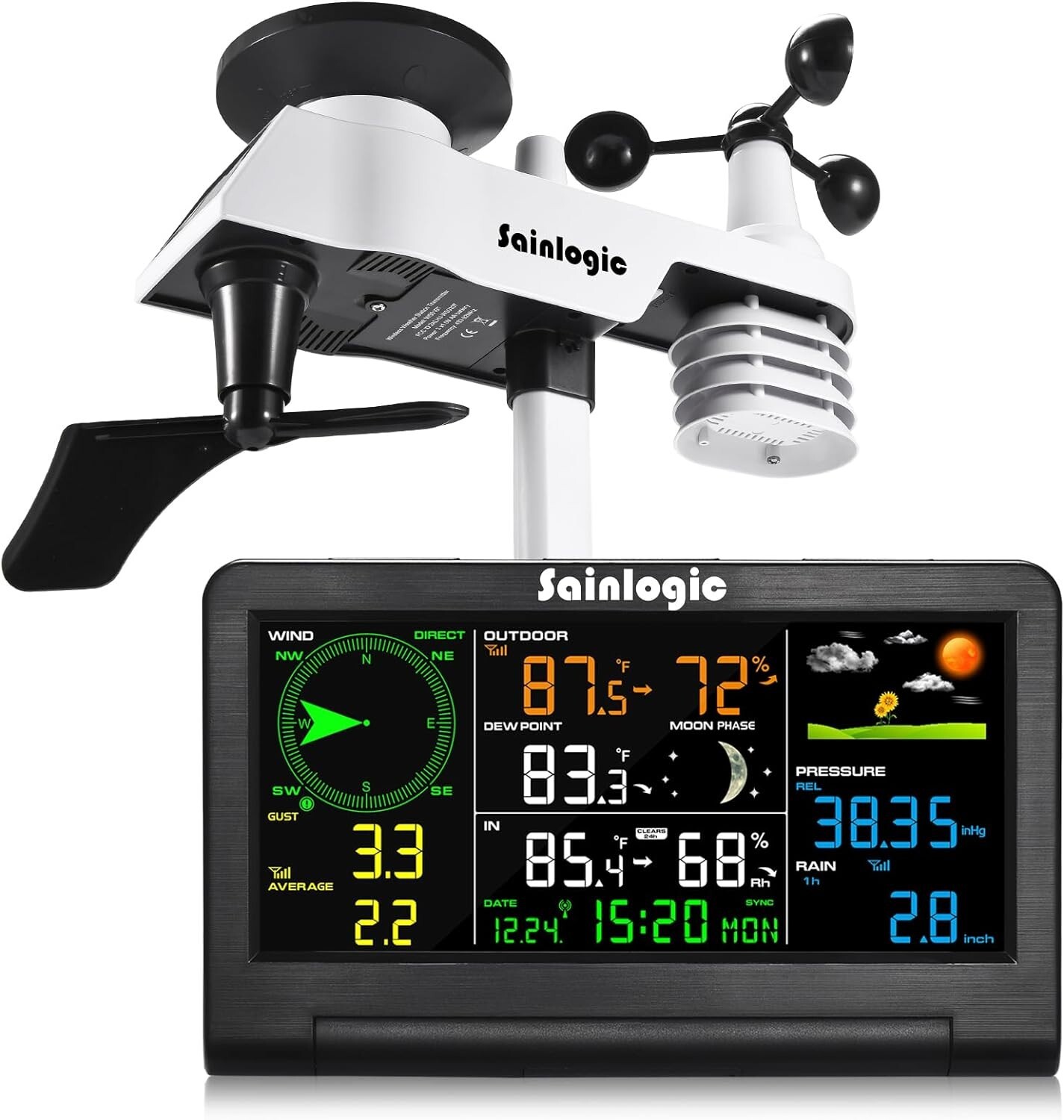 Sainlogic Weather Station Wireless 8-IN-1 Indoor Outdoor Color LCD Display Sainlogic Weather Station Wireless 8-IN-1 Indoor Outdoor Color LCD Display