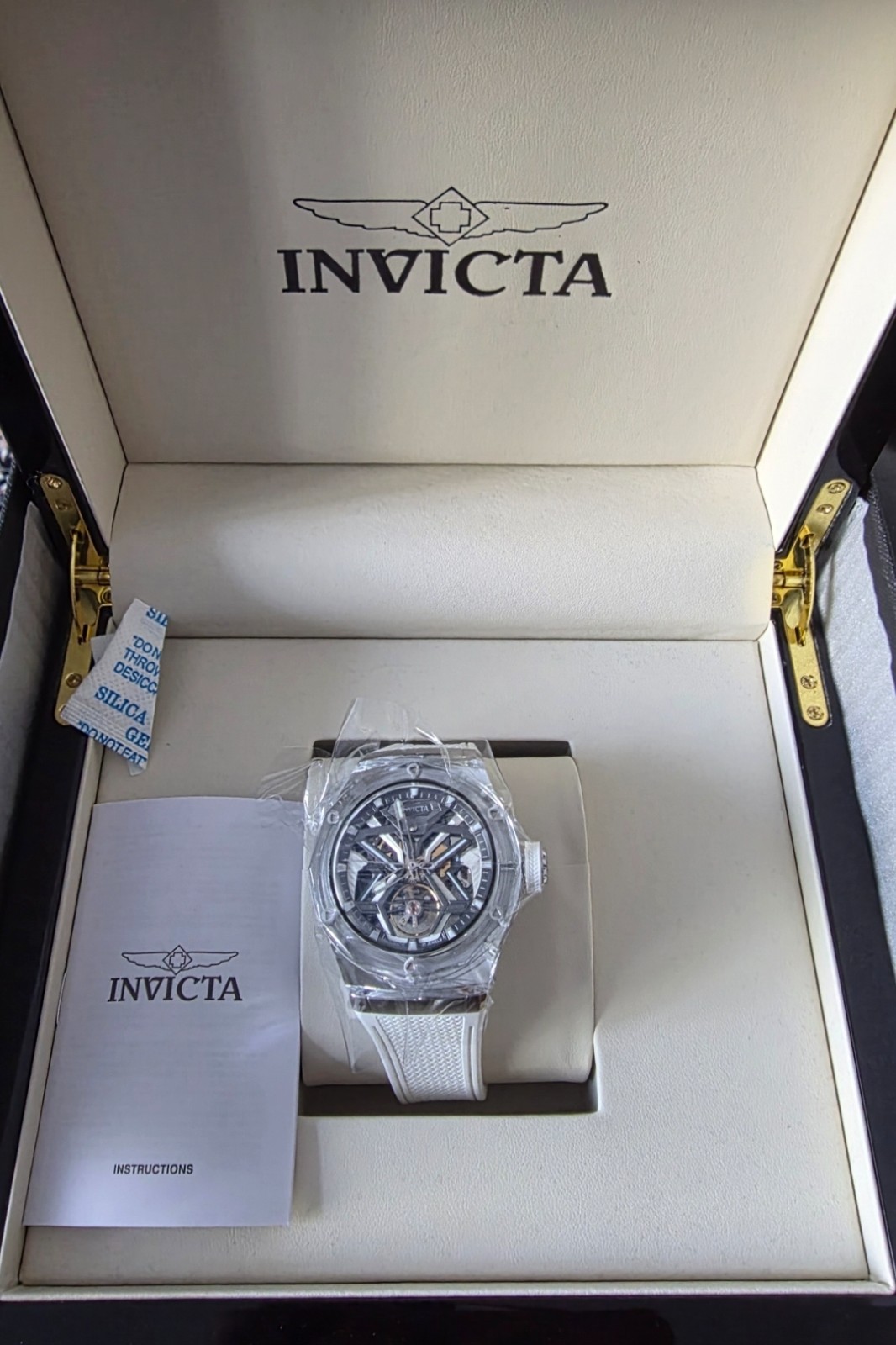 Brand new Invicta Celestial Orbitha White K9 Glass AUTOMATIC 45mm w/Lock Box