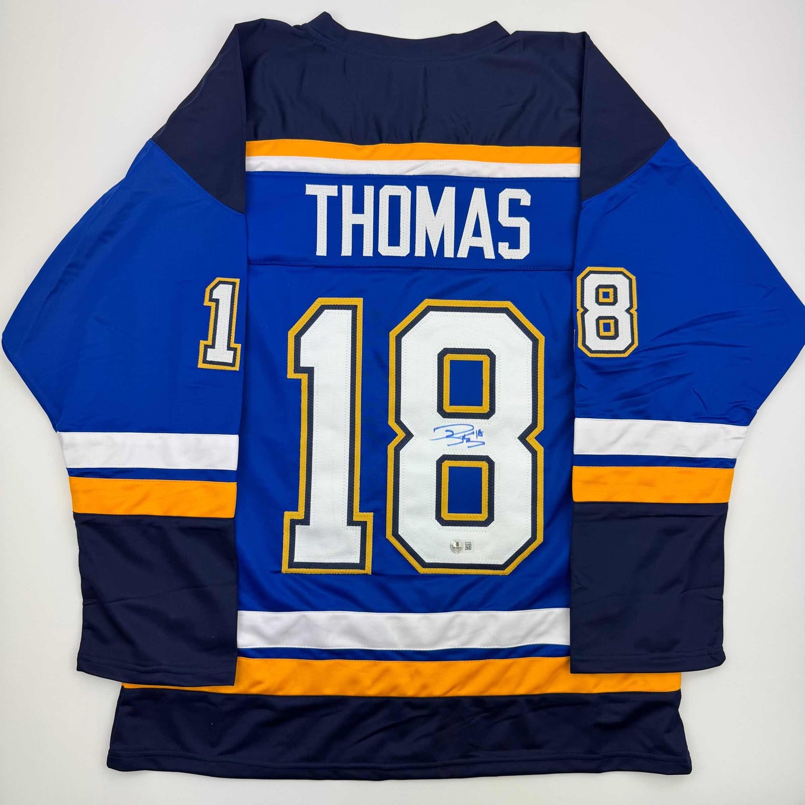 Autographed/Signed Robert Thomas St. Louis Blue Jersey Beckett BAS COA Autographed/Signed Robert Thomas St. Louis Blue Jersey Beckett BAS COA