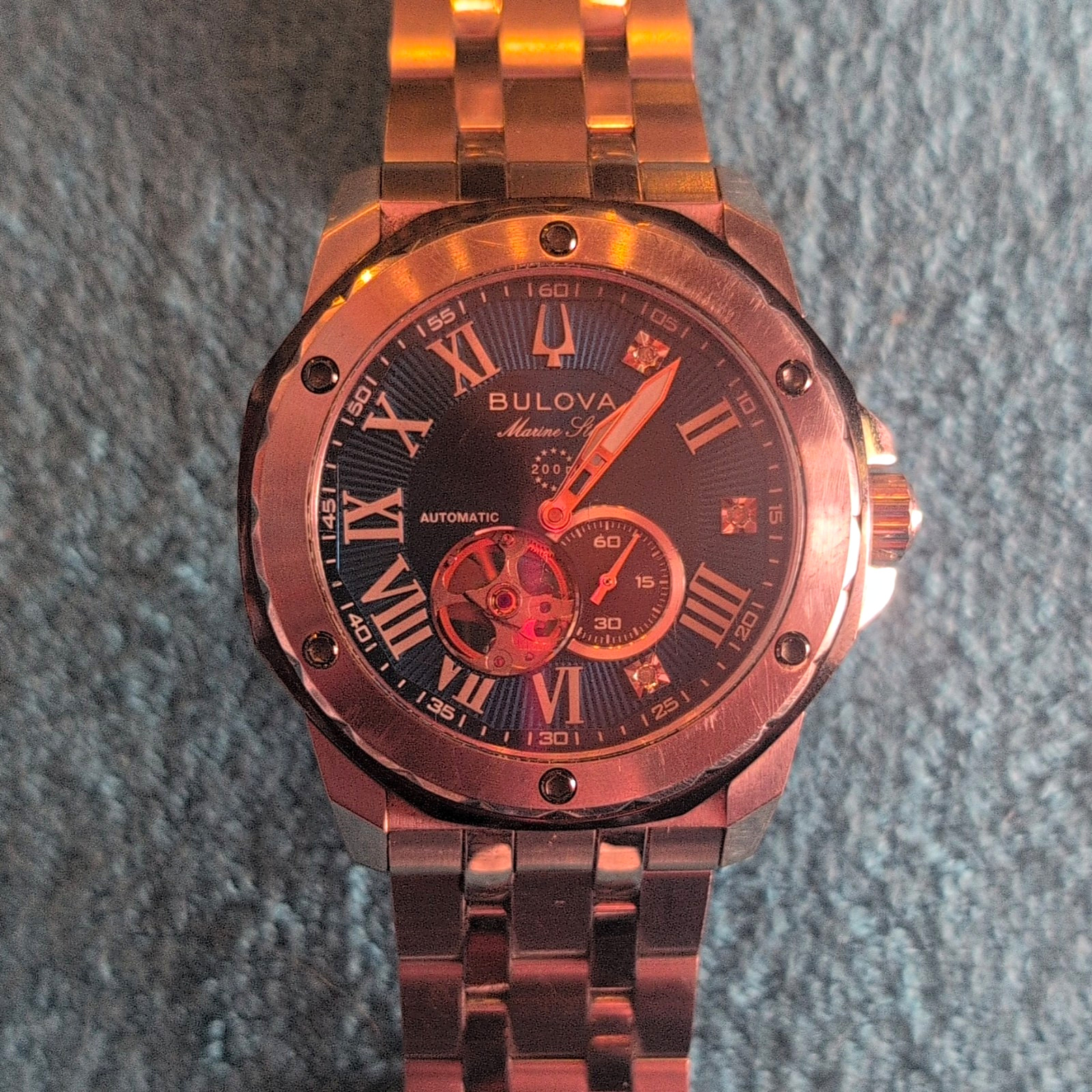 Bulova Marine Star Automatic Blue Roman Dial Silver SS Bracelet 200m Watch Bulova Marine Star Automatic Blue Roman Dial Silver SS Bracelet 200m Watch