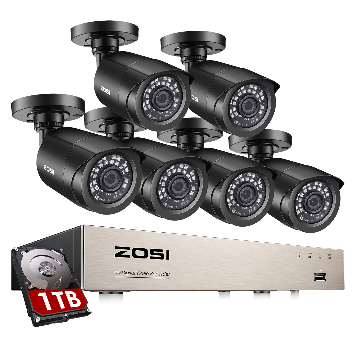ZOSI 8 Channel 5MP Lite DVR 1080p Outdoor Security Camera System with 1TB HDD ZOSI 8 Channel 5MP Lite DVR 1080p Outdoor Security Camera System with 1TB HDD