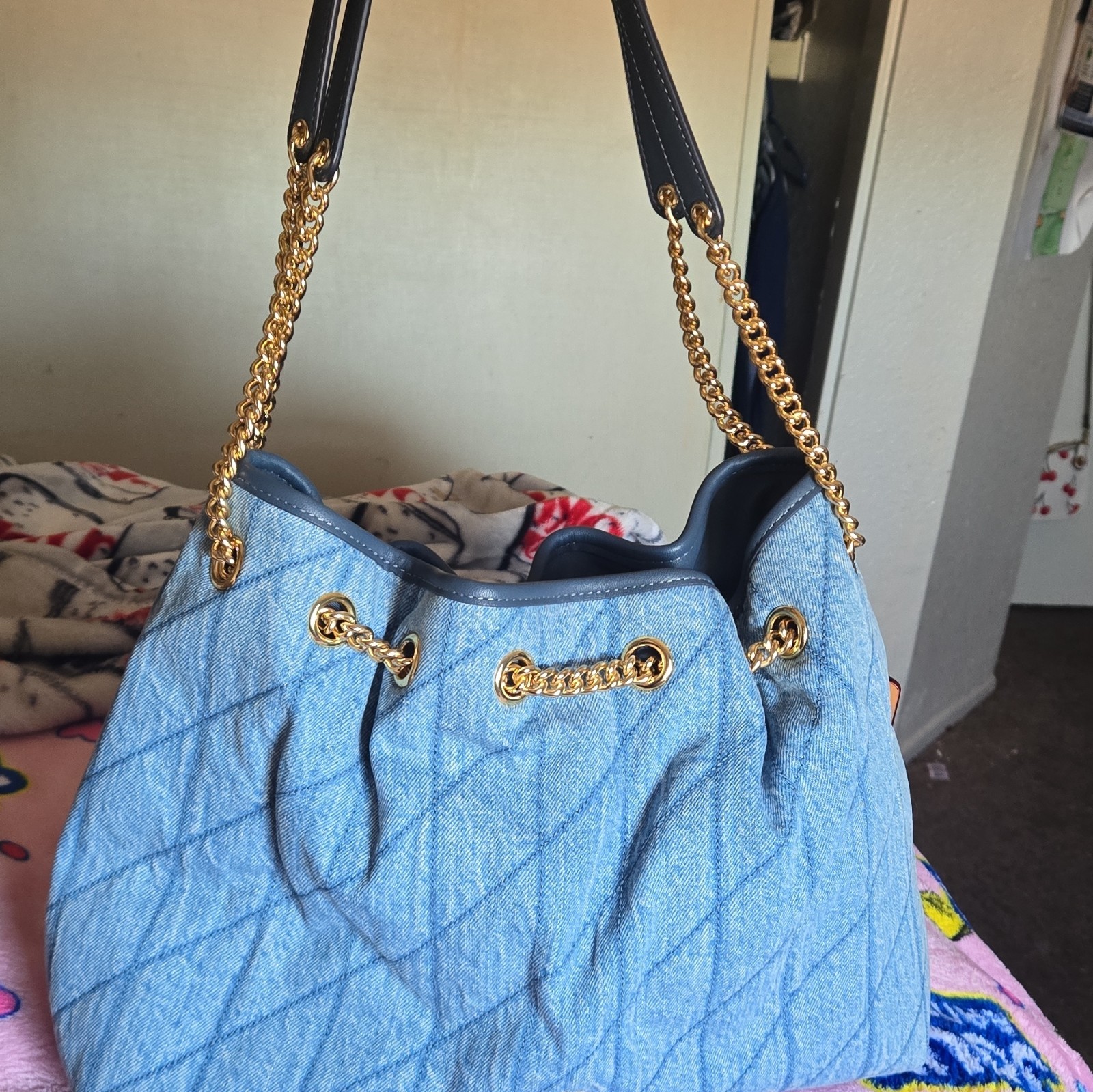‼️Coach Evelyn Shoulder Bag Regenerative Cotton Quilting CDC02 Indigo ‼️Coach Evelyn Shoulder Bag Regenerative Cotton Quilting CDC02 Indigo