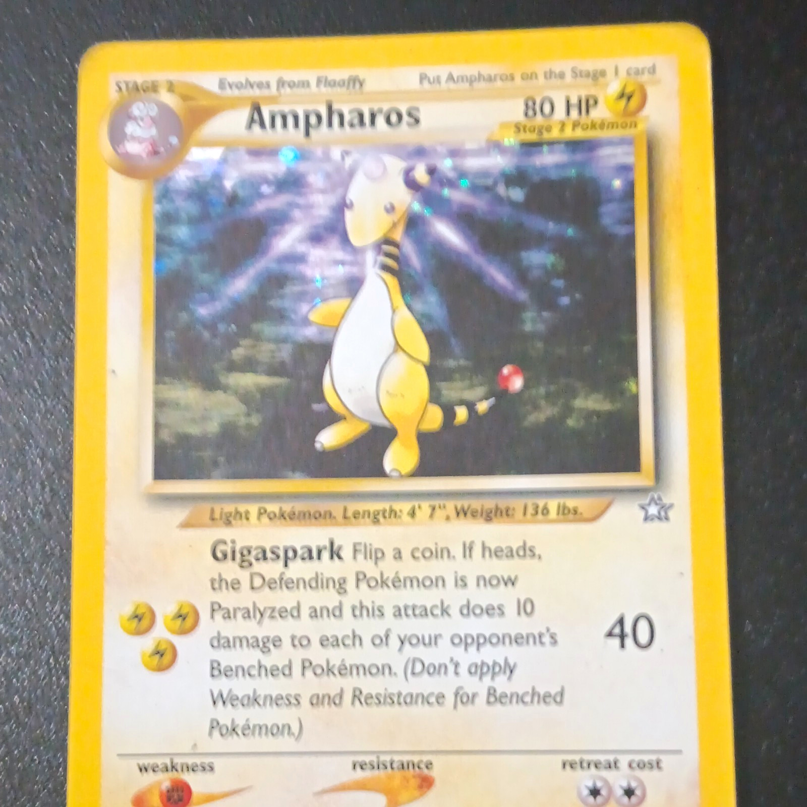Pokemon TCG Ampharos 1/64 Neo Revelation Holo Rare 80 HP English Pokemon TCG Ampharos 1/64 Neo Revelation Holo Rare 80 HP English