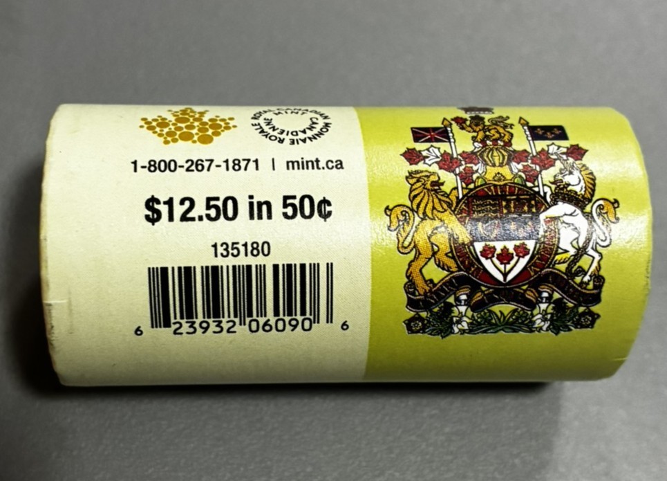 2015 Canada 50¢ Coat of Arms Roll 25 BU Half Dollars Original RCM Mint Wrap