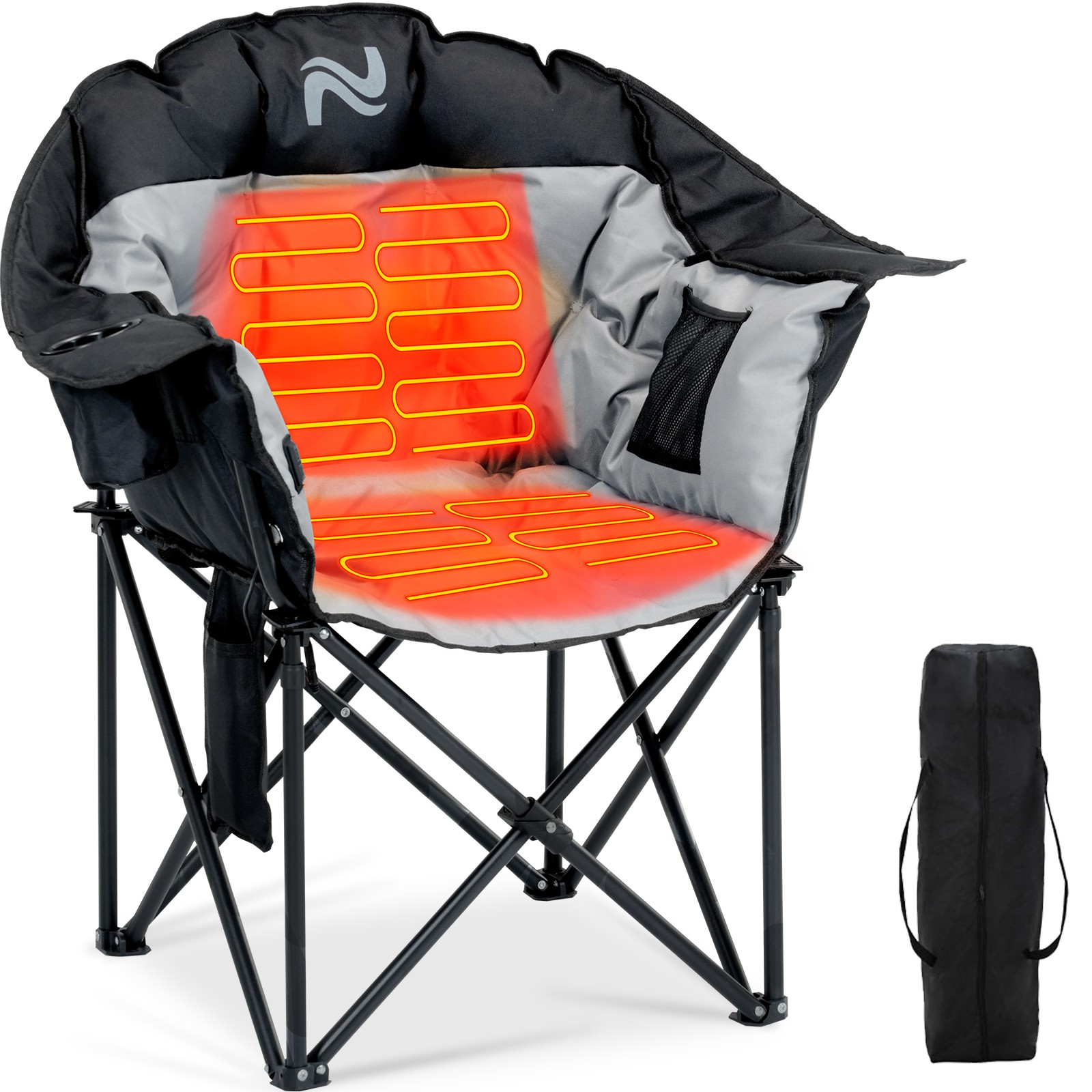 NAIZEA Heated Camping Chair Padded Patio Lounge Chairs 3 Heat Levels 20