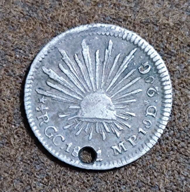 Mexico 1851 GC MP 1/2 Real Guadalupe Y Calvo Chihuahua Mint holed Mexico 1851 GC MP 1/2 Real Guadalupe Y Calvo Chihuahua Mint holed