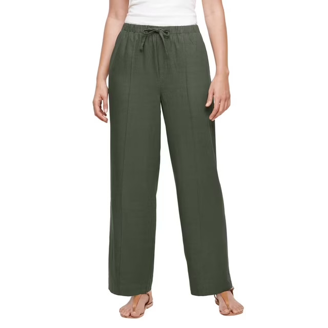 Gap Women\'s Linen Blend Pull-On Pant Size XL Olive