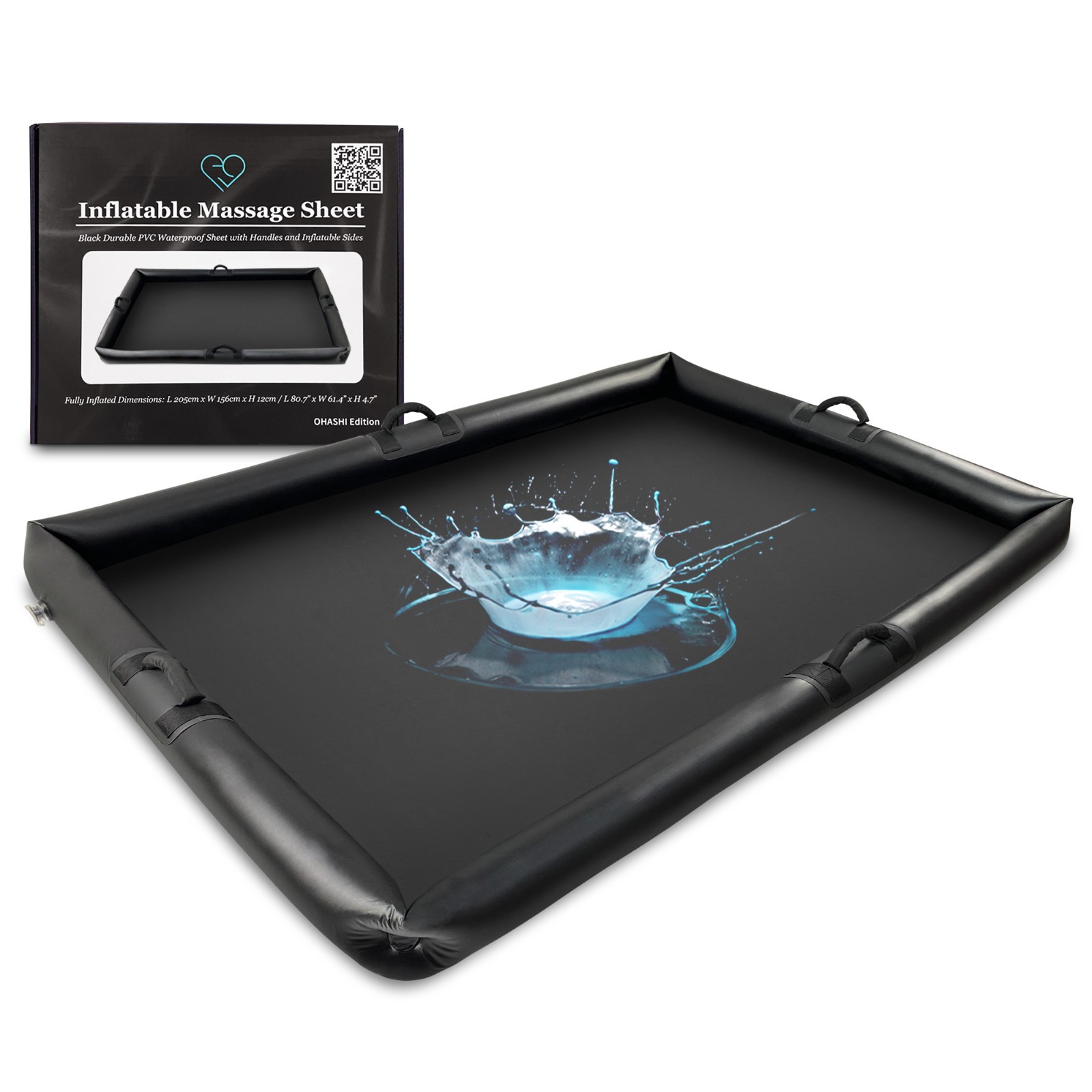 Black Inflatable Waterproof Vinyl Massage Sheet with Handles for Nuru Massage Black Inflatable Waterproof Vinyl Massage Sheet with Handles for Nuru Massage