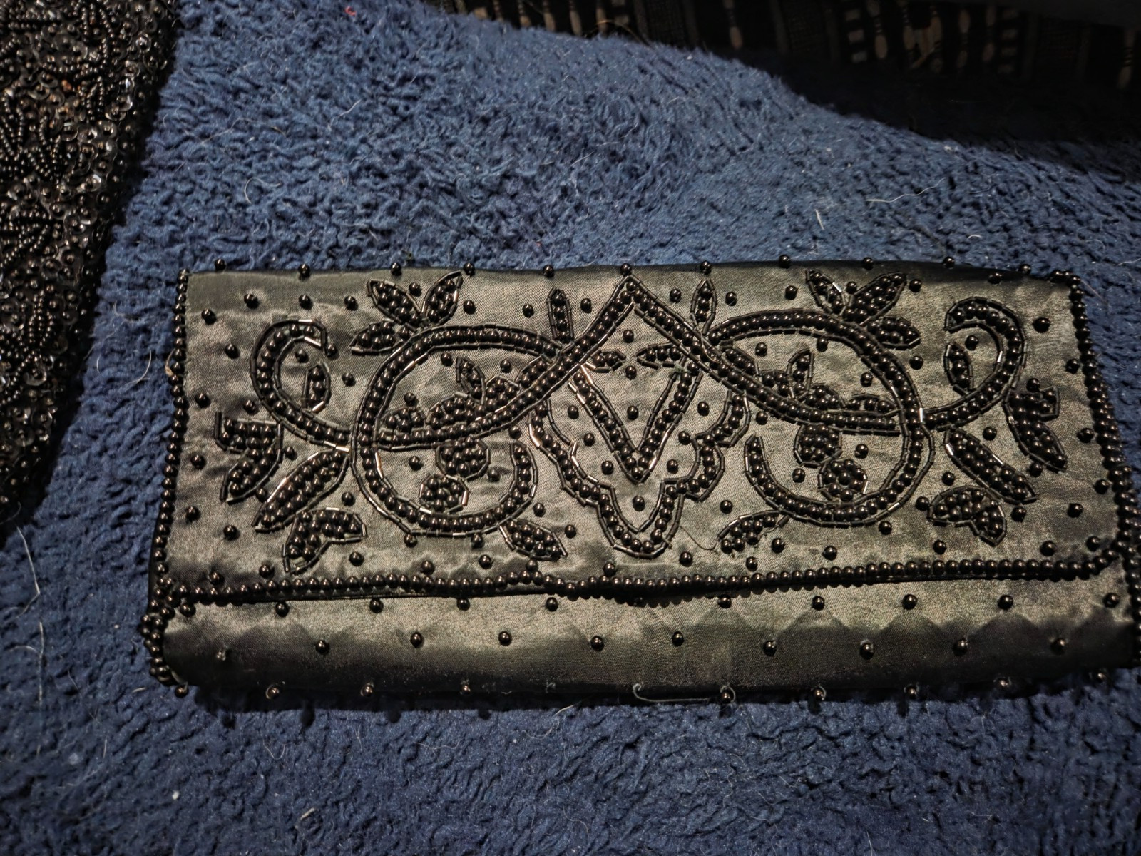 Audrey Hepburn Owned & Used 1980\'s Black beaded Clutch Bag from Sydney Guilaroff