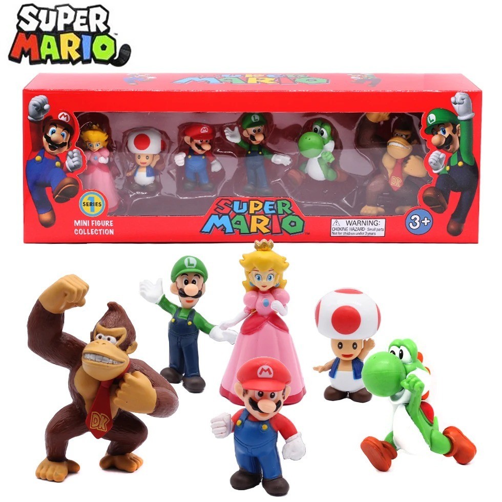 # 6pcs/set Super M Bros PVC Action Figure Toys Dolls Model Set Luigi Yoshi Donke