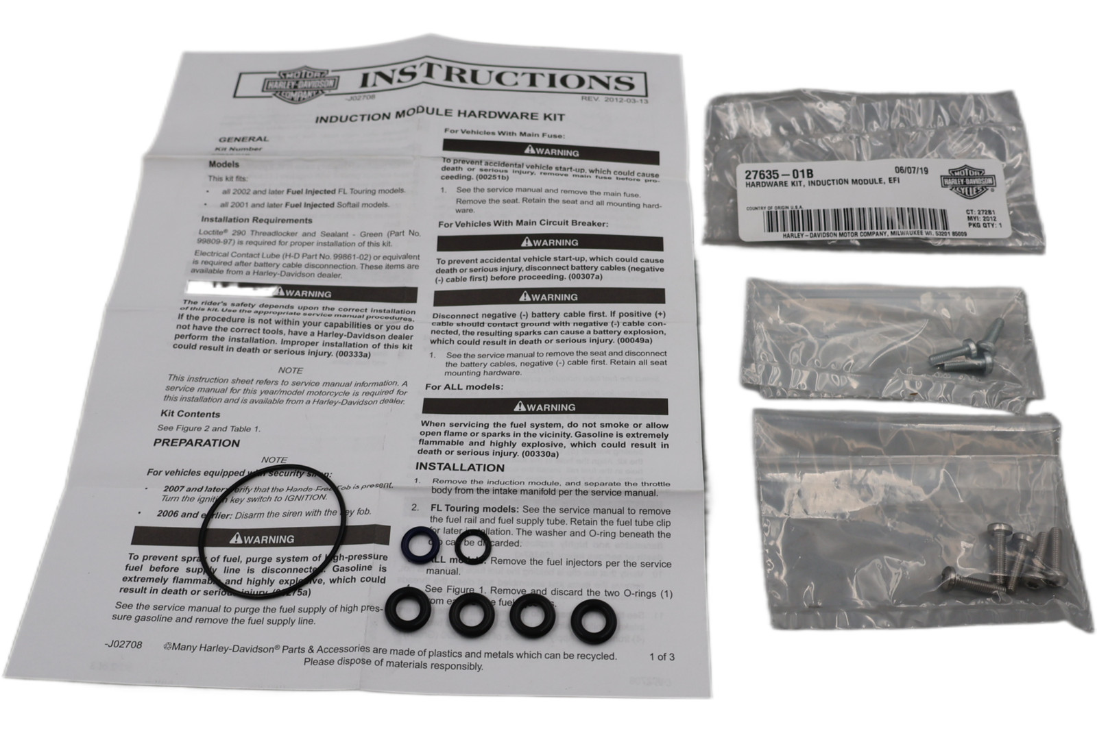 27635-01B NEW OEM 2001-2005 HARLEY-DAVIDSON INDUCTION MODULE HARDWARE KIT