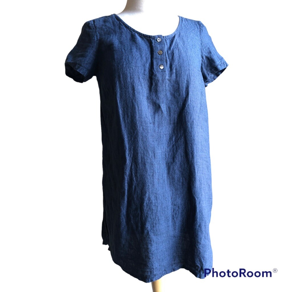 J jill pure jill 100% linen blue slit side tunic top xs