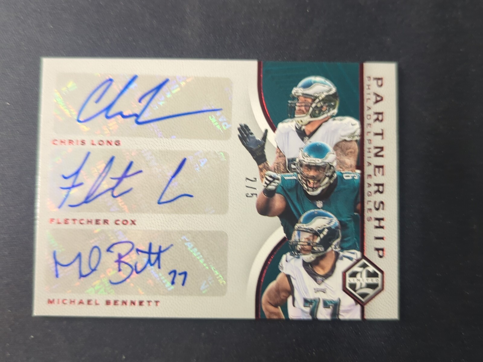 2018 Limited Partnership Chris Long Fletcher Cox Michael Bennett Triple Auto /5 2018 Limited Partnership Chris Long Fletcher Cox Michael Bennett Triple Auto /5