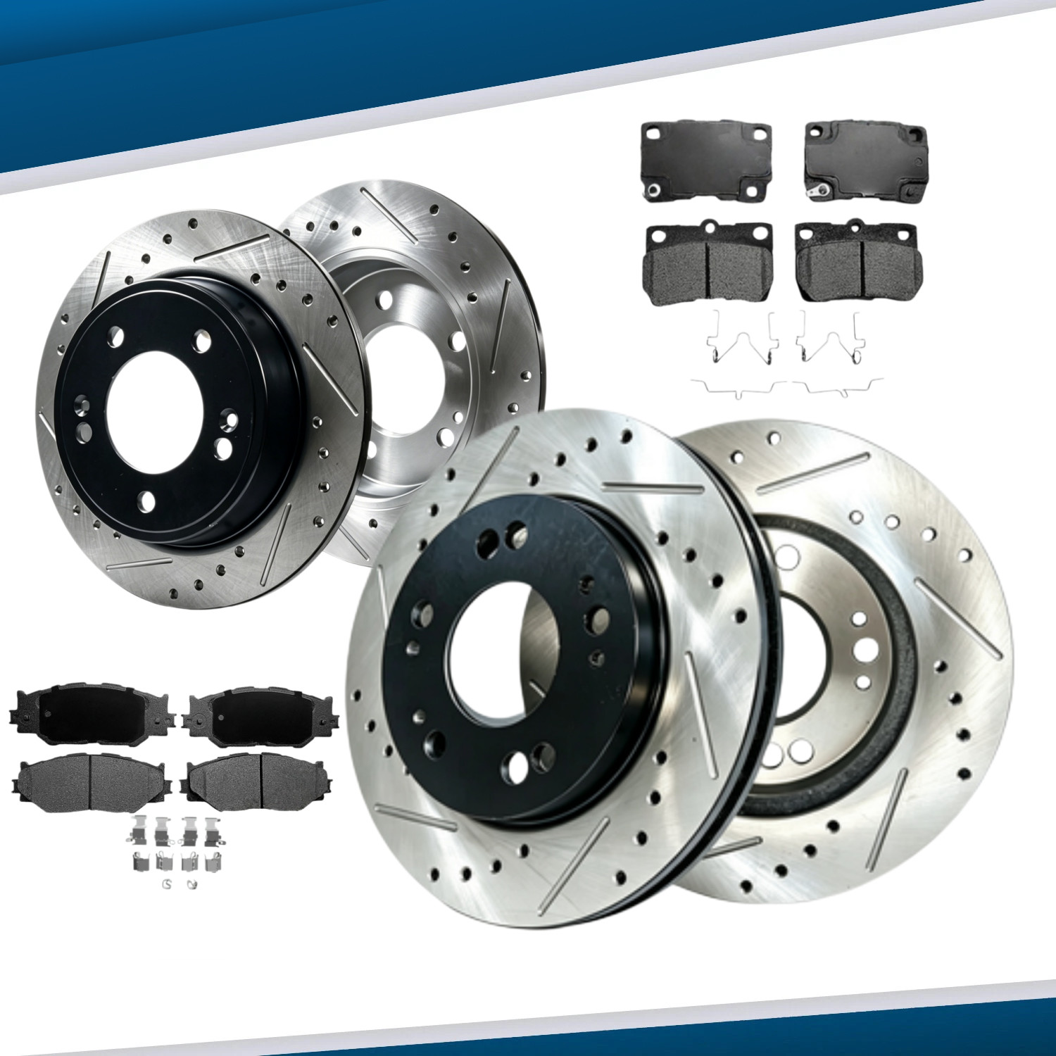 Front and Rear Drilled Brake Rotors Ceramic Pads for Lexus IS250 2006 2007 -2013