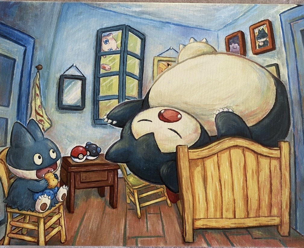 Pokemon Snorlax & Munchlax Van Gogh Giclée - With COA - IN HAND 45x35 Canvas Pokemon Snorlax & Munchlax Van Gogh Giclée - With COA - IN HAND 45x35 Canvas