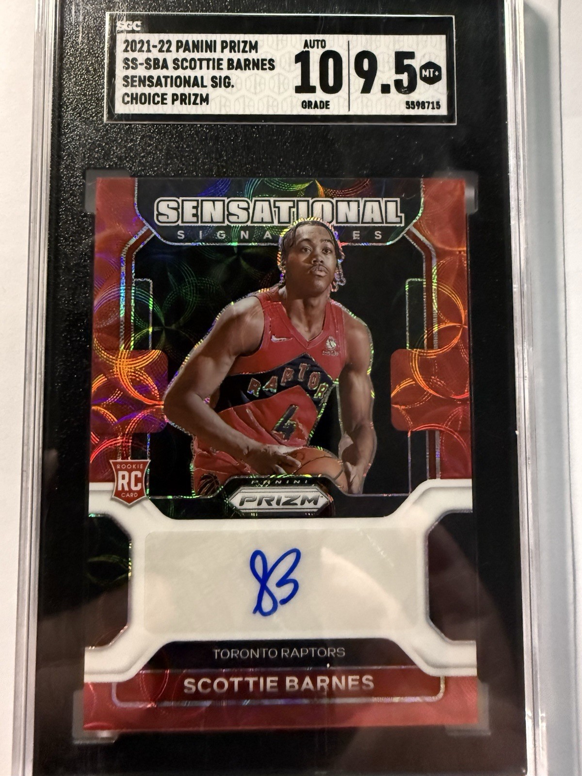 2021-22 Panini Prizm Scottie Barnes Auto Choice Red Scope SGC 9.5/10 #SS-SBA 2021-22 Panini Prizm Scottie Barnes Auto Choice Red Scope SGC 9.5/10 #SS-SBA