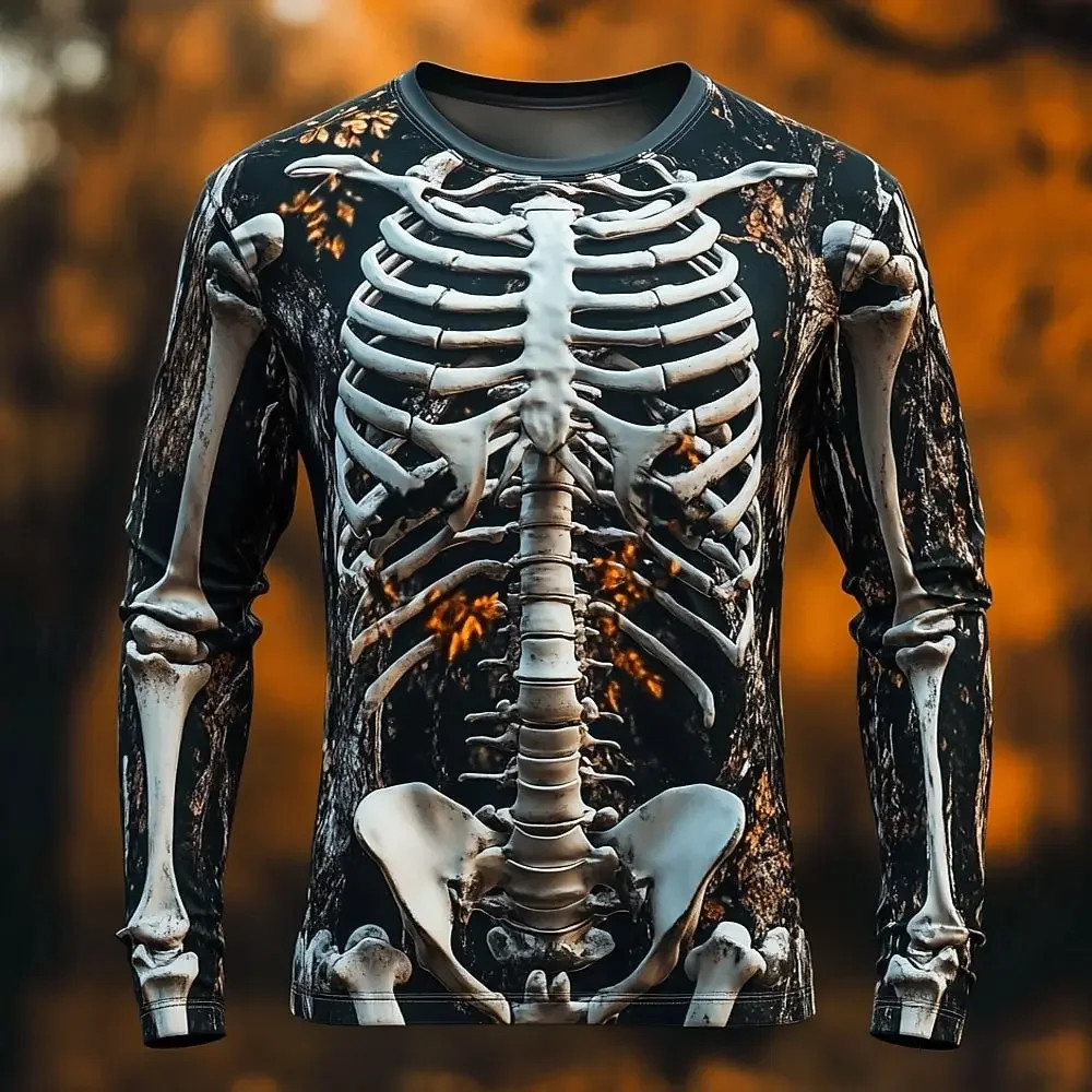 Mens Funny Skeleton Skull HALLOWEEN 3D Printed T-Shirt Cosplay Costume party