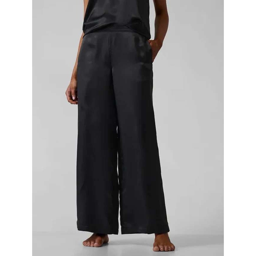 Athleta Calm Cool Pant Black Wide-Leg Women\'s Size Large Breathable Lightweight
