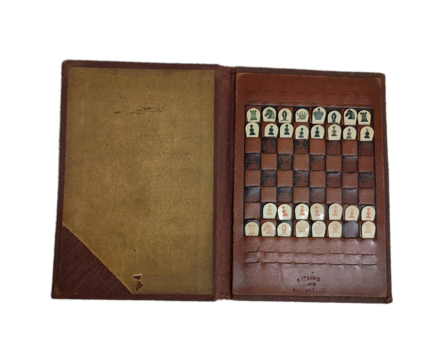 1890s Antique Catlin’s Pocket Chess Set Missing 2 Pieces Decent Condition 6\