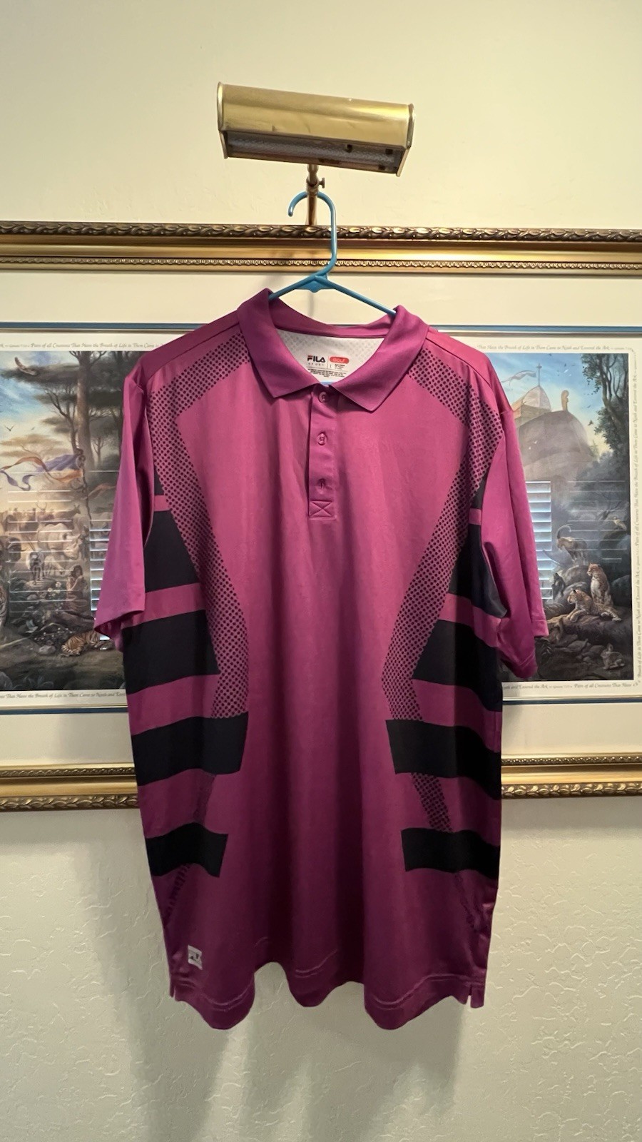 Men’s Fila Short Sleeve Golf Shirt With Black Pattern. Pre-owned