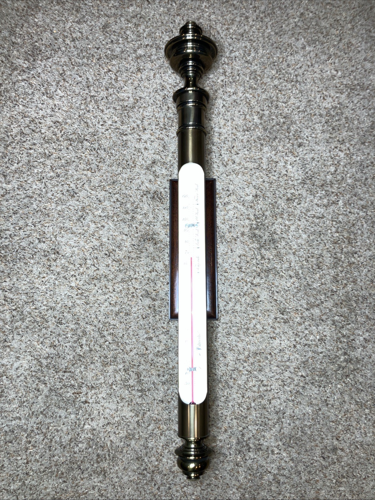 Spectacular Rare Stiffel Brass And Wood Large Heavy Wall Thermometer Spectacular Rare Stiffel Brass And Wood Large Heavy Wall Thermometer