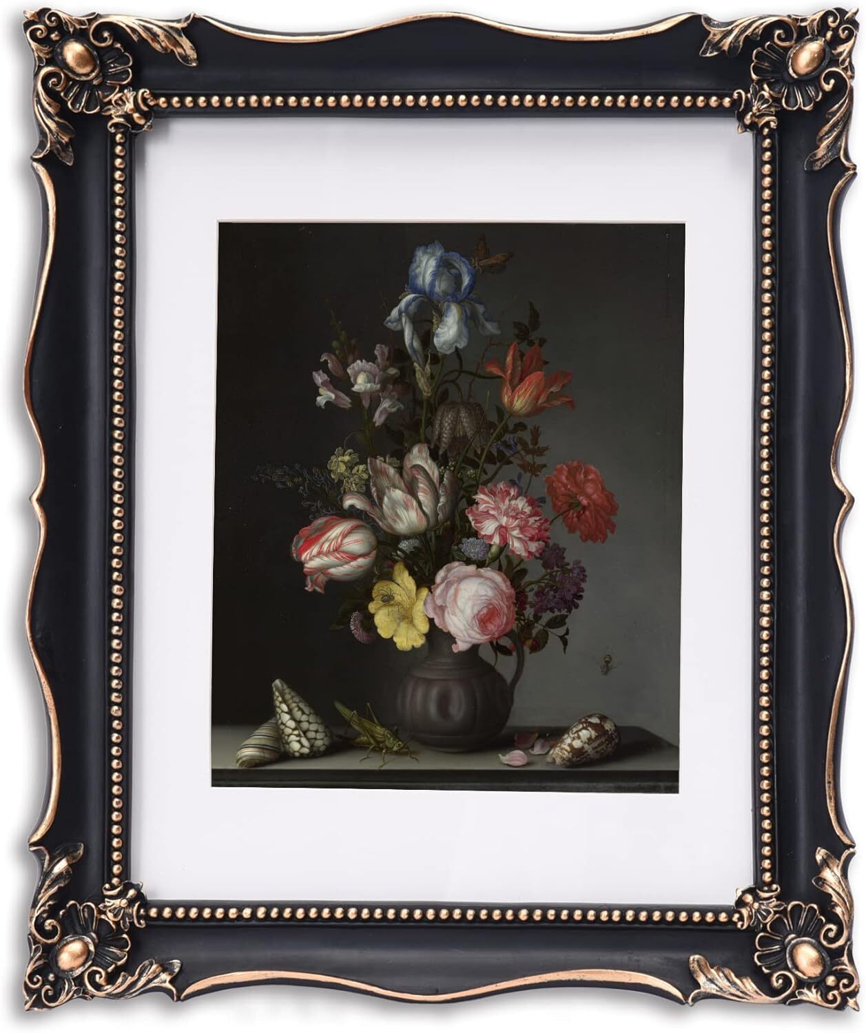 11x14 Vintage Picture Frame with Embossed Flower Design, Black Ornate Frame 11x14 Vintage Picture Frame with Embossed Flower Design, Black Ornate Frame