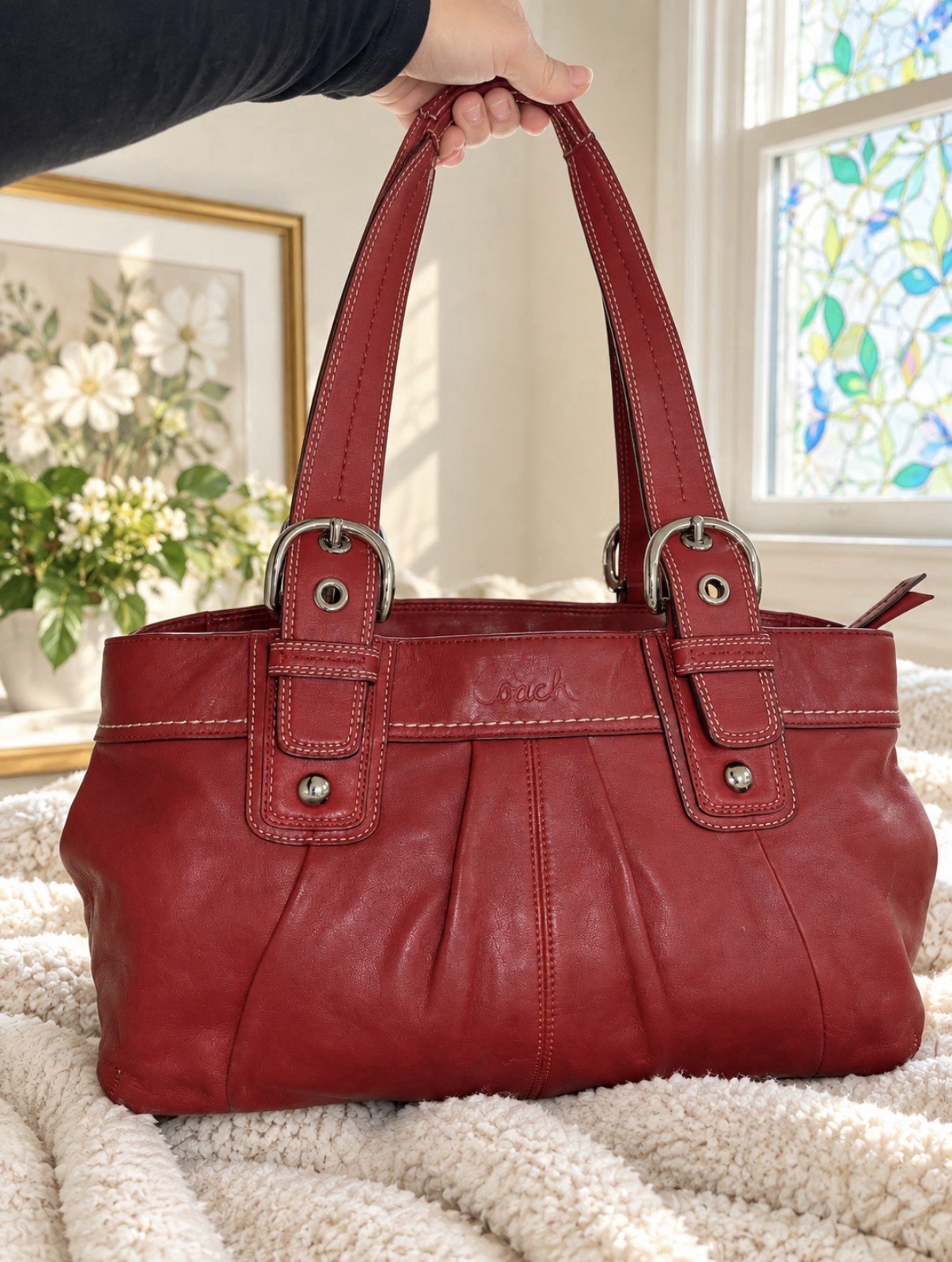 Coach Vintage Leather Shoulder Bag Women Y2K