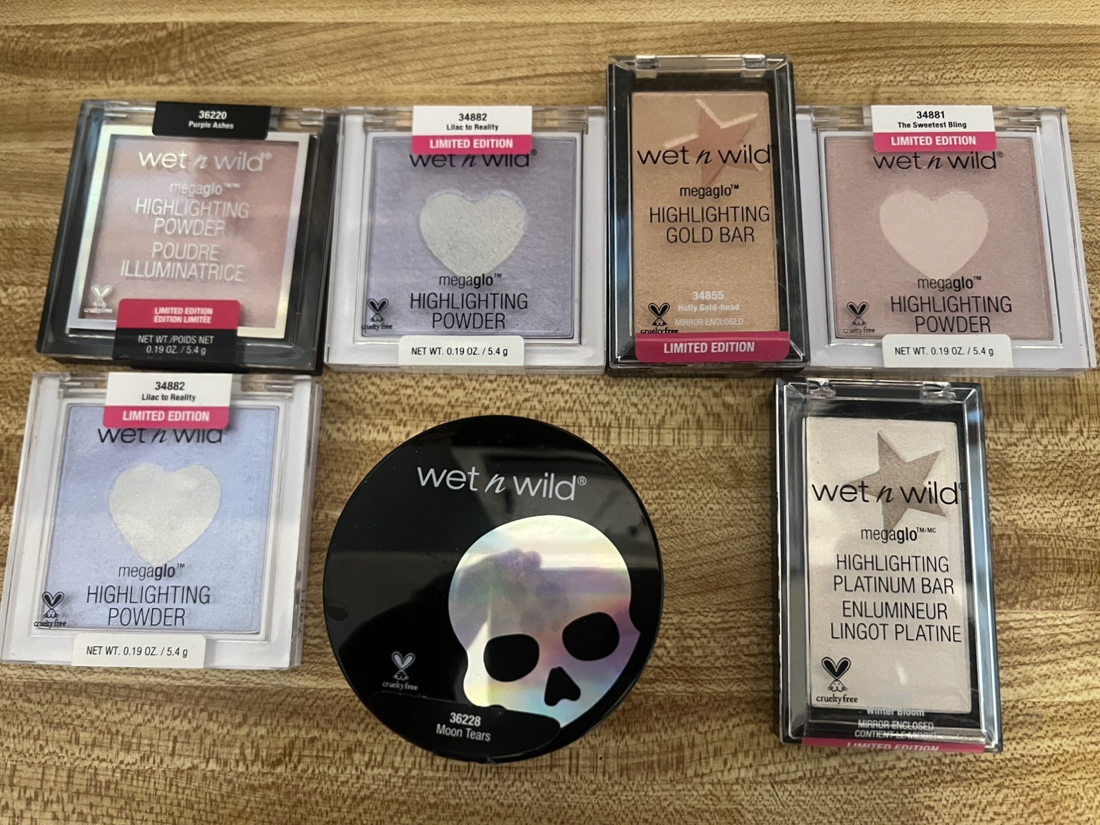 Wet n Wild MegaGlo Highlighter Lot of 7 Limited Edition Moon Tears Lilac Gold