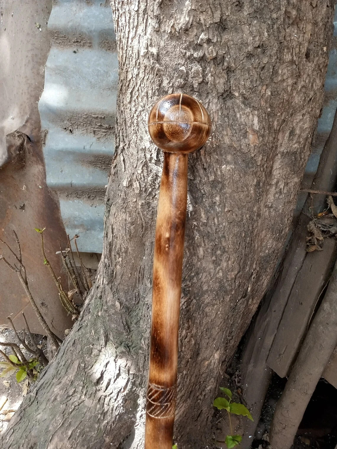 Original Rose Wood Or Mahogany African Cane Ambidextrous Gift Walking Stick Han