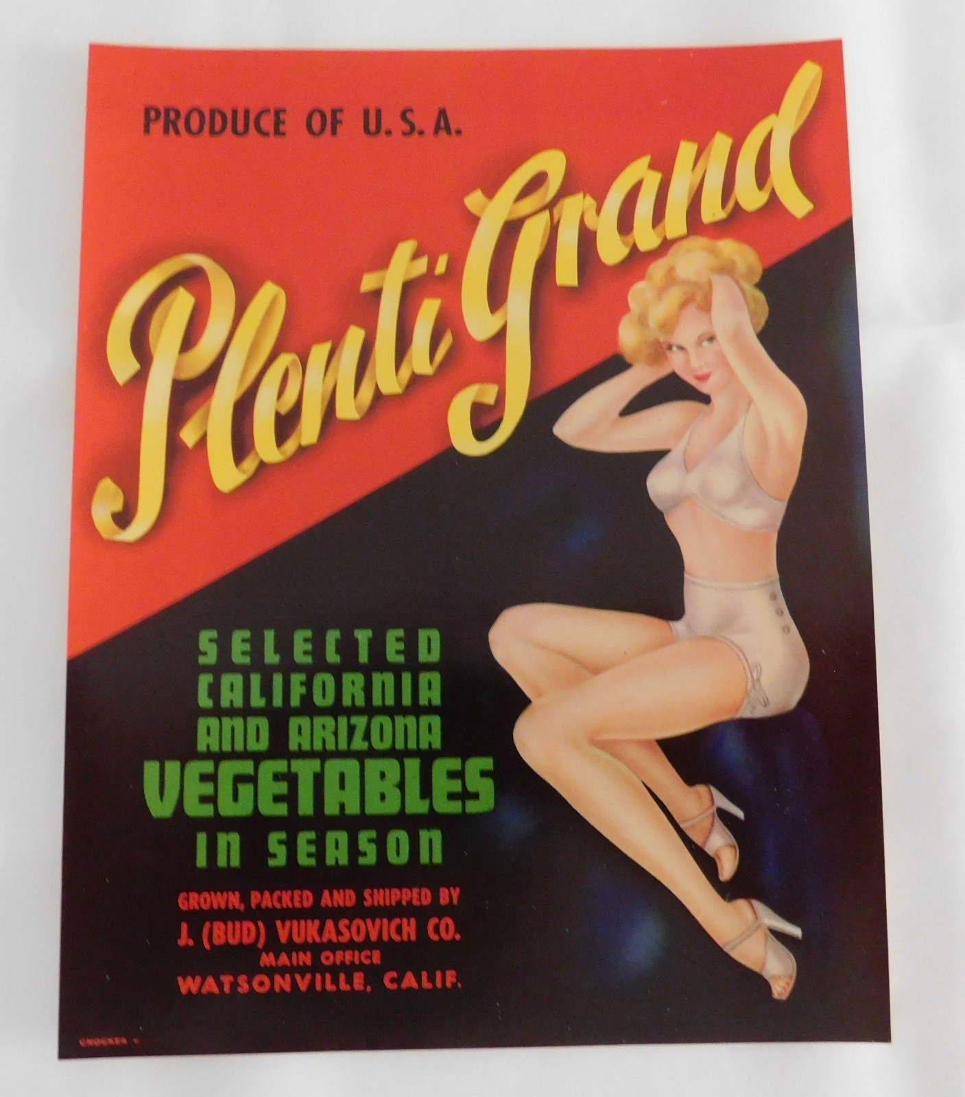 10 Vintage Plenti Grand Crate Labels nice pin-up image