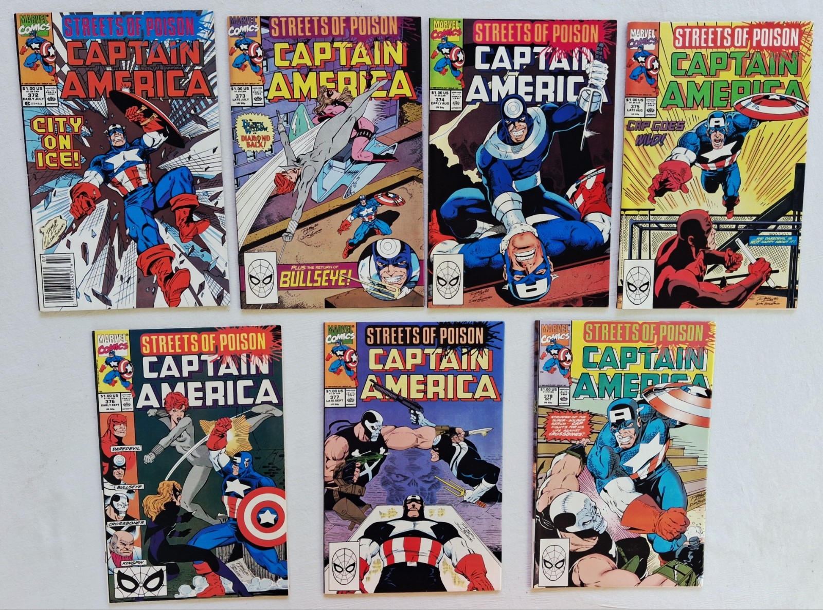 Captain America #372-378 Complete Streets of Poison Story Arc Marvel Comics 1990