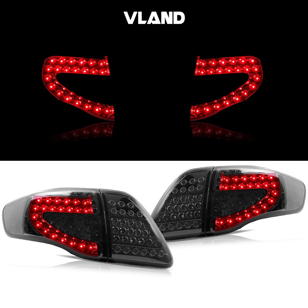VLAND Smoked LED Tail lights For 2008-2011 Toyota Corolla Rear Lamp Assembly L+R