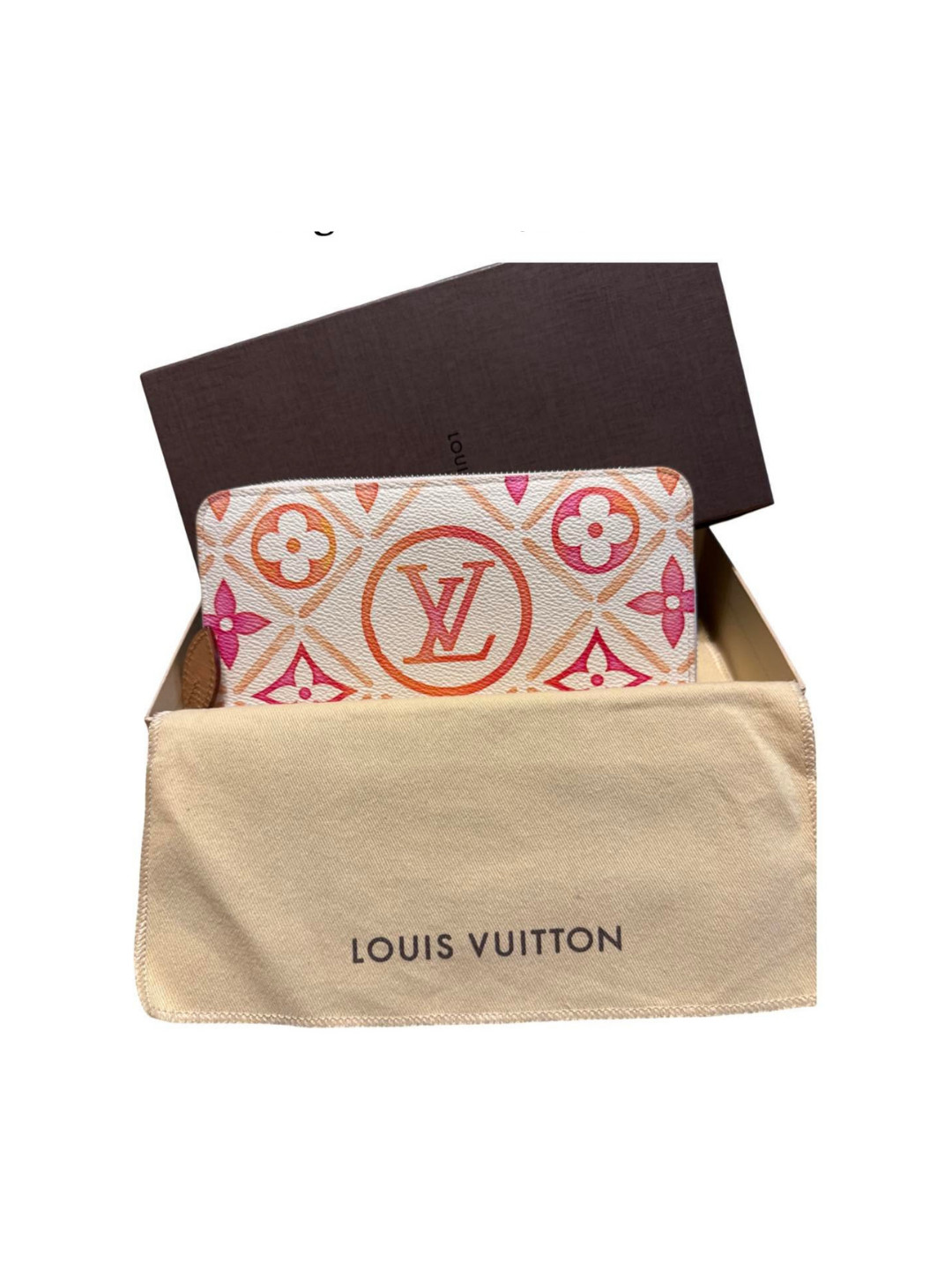 Limited Edition Louis Vuitton Zippy Wallet Aquarelle Coral 100% Authentic