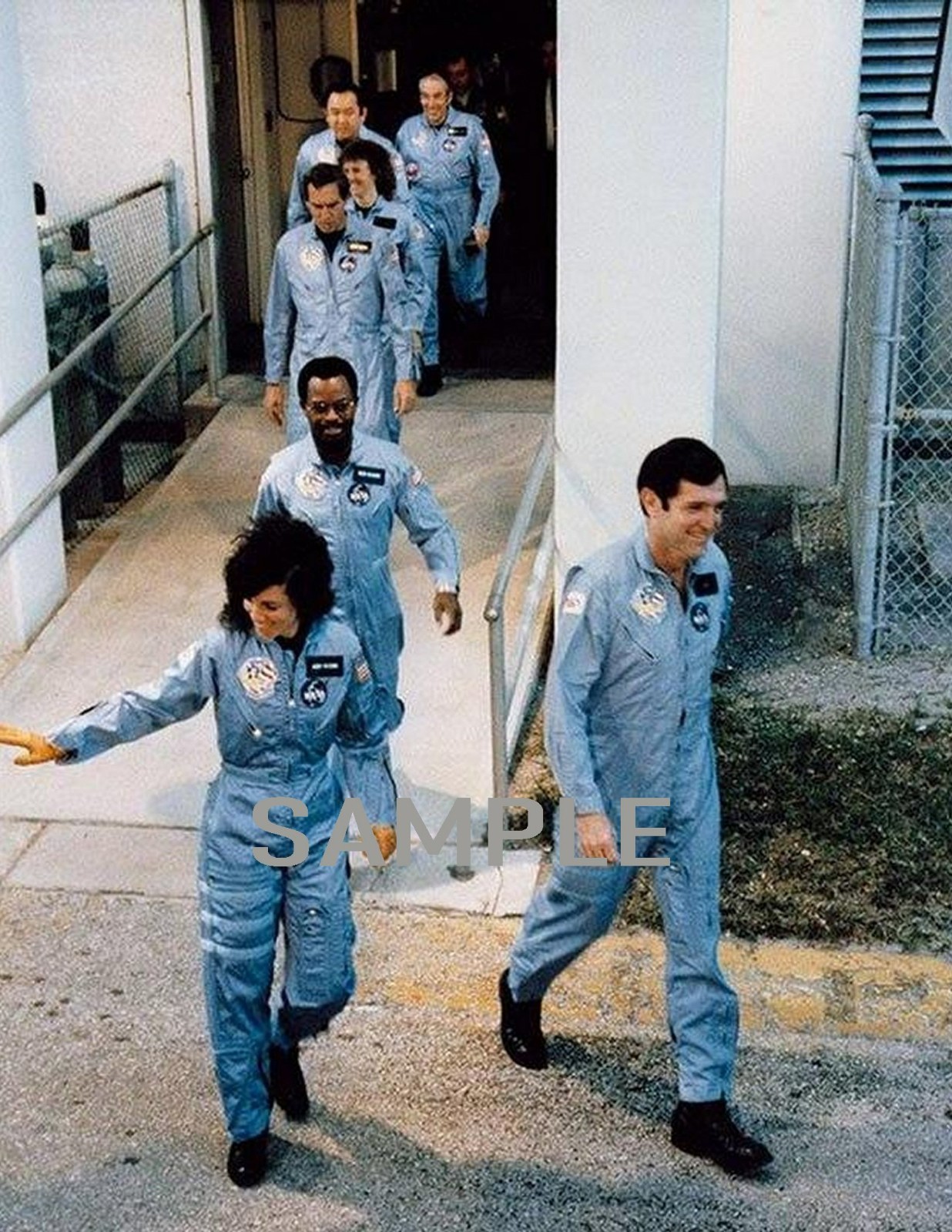 NASA CHALLENGER CREW Moments Before Boarding 8.5X11 PHOTO (180-A)