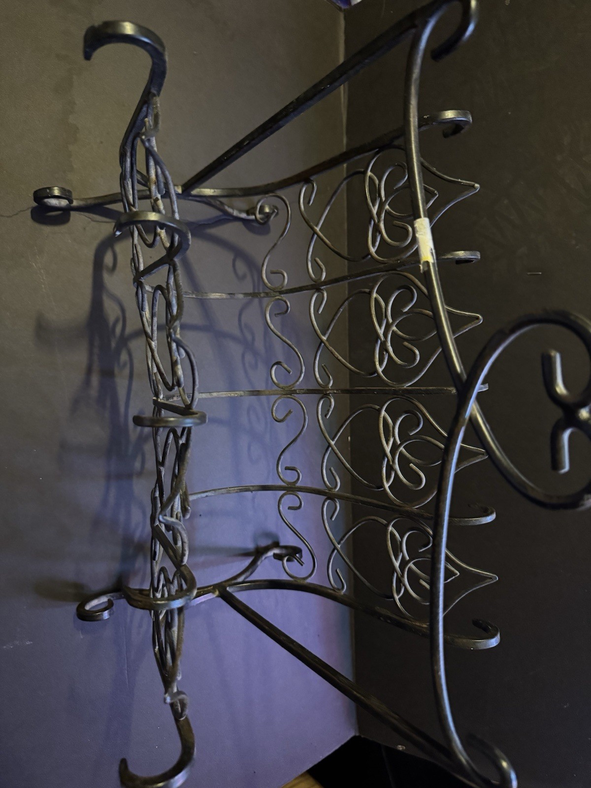 Vintage French Style Wrought Iron Magazine Rack Ornate Scroll Metal Record Stand Vintage French Style Wrought Iron Magazine Rack Ornate Scroll Metal Record Stand