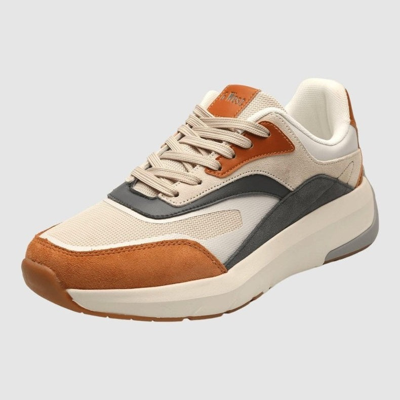G West Colorblock Tan/White/Gray Low Top Lace-Up Athletic Sneakers GWM20003 G West Colorblock Tan/White/Gray Low Top Lace-Up Athletic Sneakers GWM20003