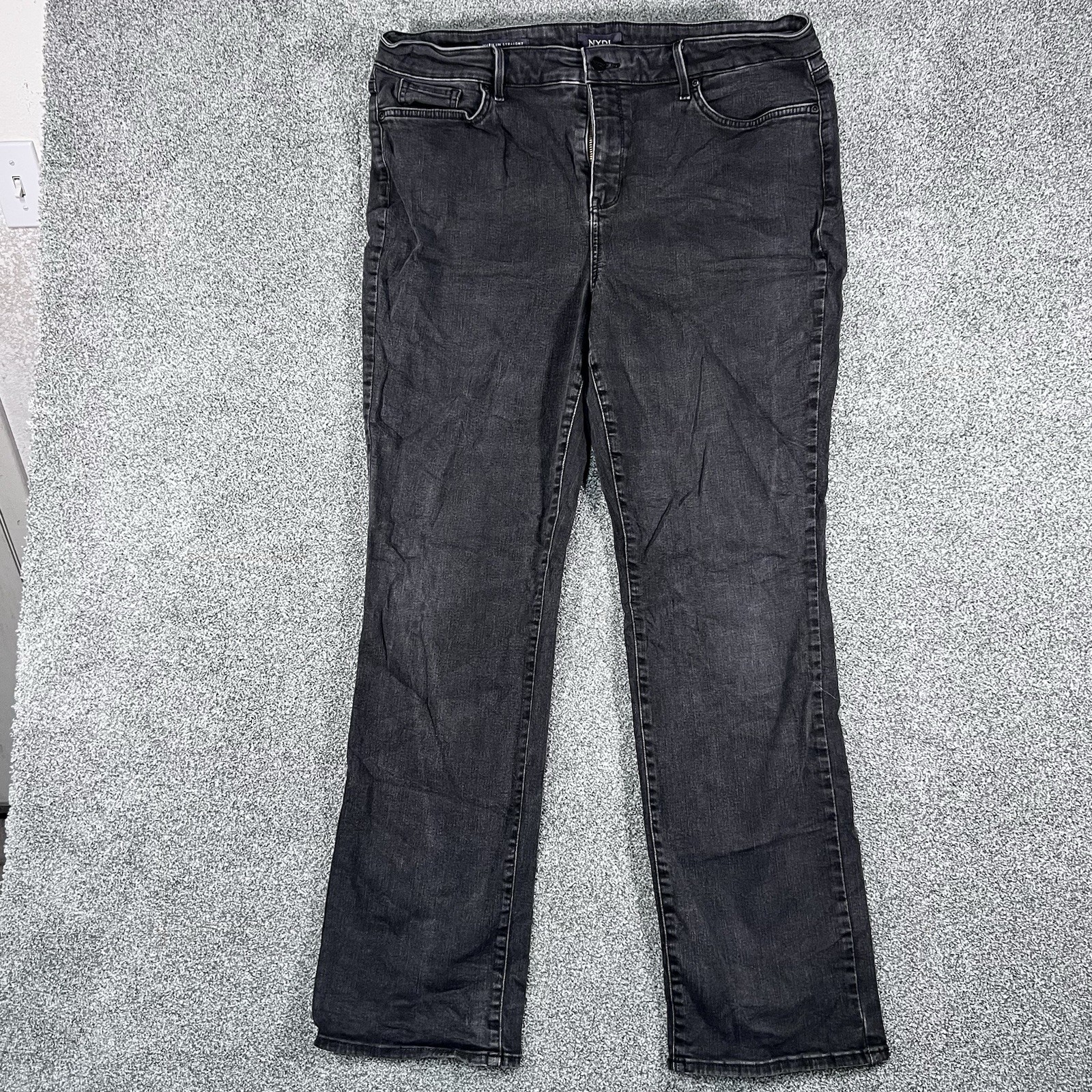 NYDJ Marilyn Straight Jeans Womens 18 Black Lift Tuck Stretch Denim Plus Size NYDJ Marilyn Straight Jeans Womens 18 Black Lift Tuck Stretch Denim Plus Size