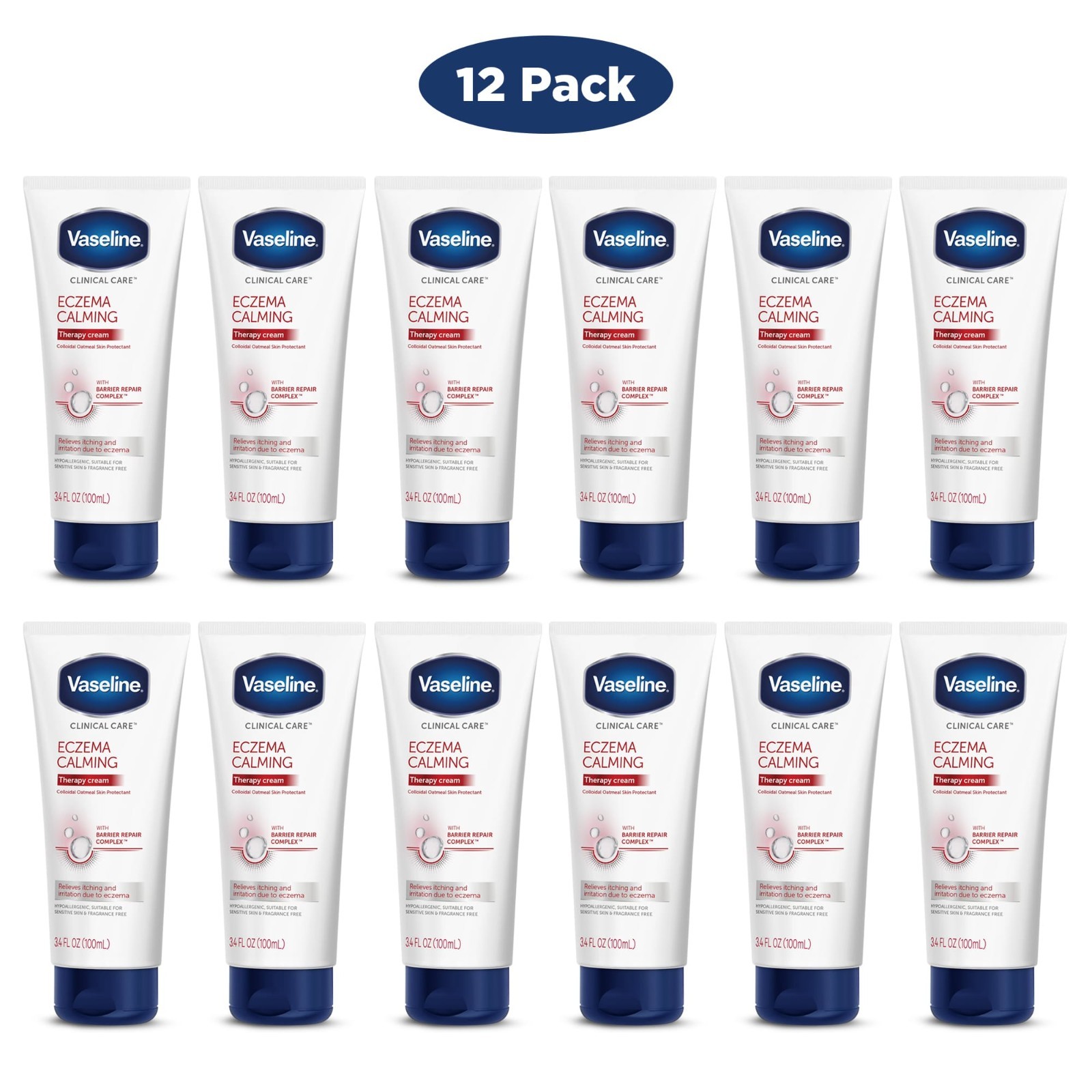 Vaseline Clinical Care Eczema Calming - Therapy Cream - 3.4 fl oz EXPIRED 12 PK Vaseline Clinical Care Eczema Calming - Therapy Cream - 3.4 fl oz EXPIRED 12 PK