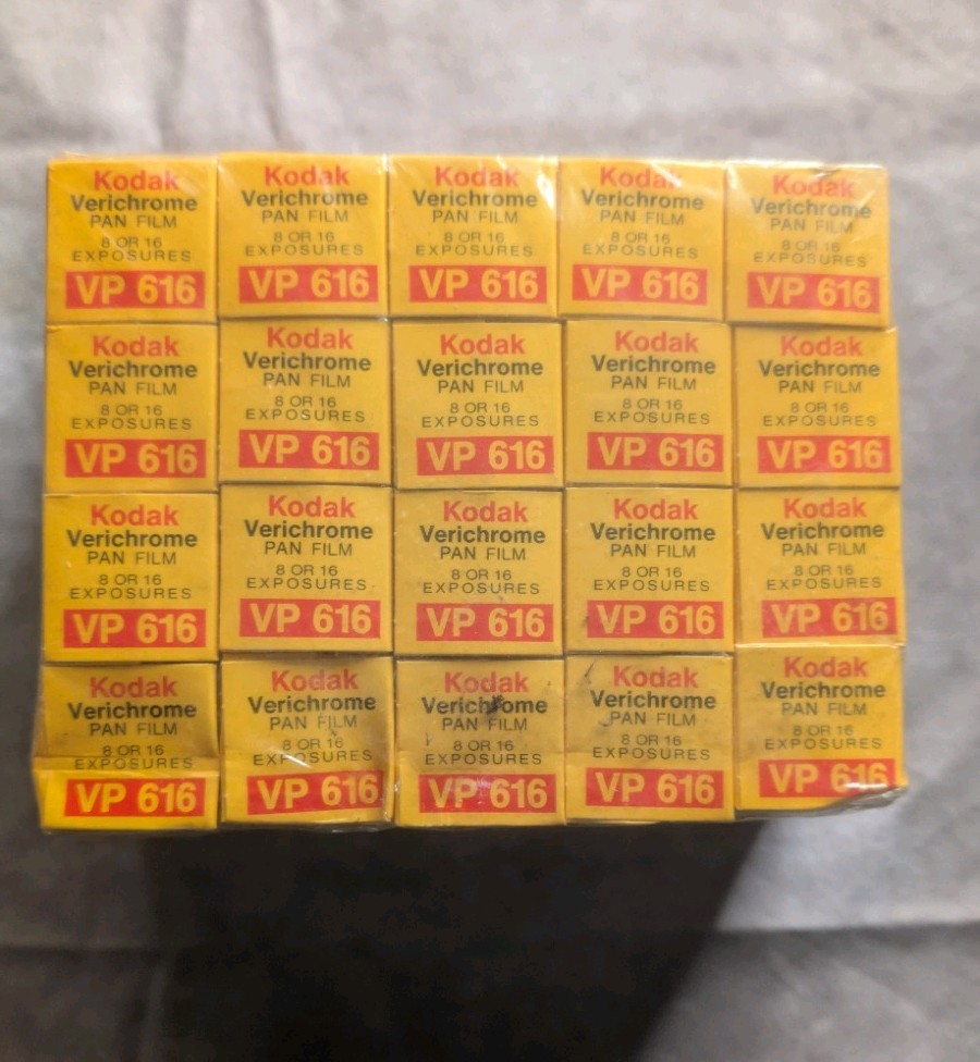 Factory Sealed 20 Rolls Kodak Verichrome Pan VP616 B&W Film Vintage Expired 1975 Factory Sealed 20 Rolls Kodak Verichrome Pan VP616 B&W Film Vintage Expired 1975