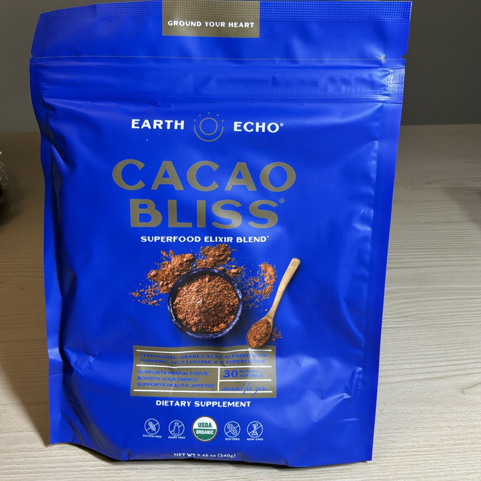 Earth Echo Cacao Bliss Superfood Elixir Blend Blue 8.46oz (240g) Earth Echo Cacao Bliss Superfood Elixir Blend Blue 8.46oz (240g)