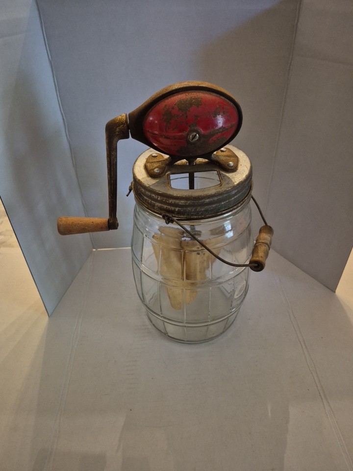 Vintage Dazey Glass Football Butter Churn Vintage Dazey Glass Football Butter Churn