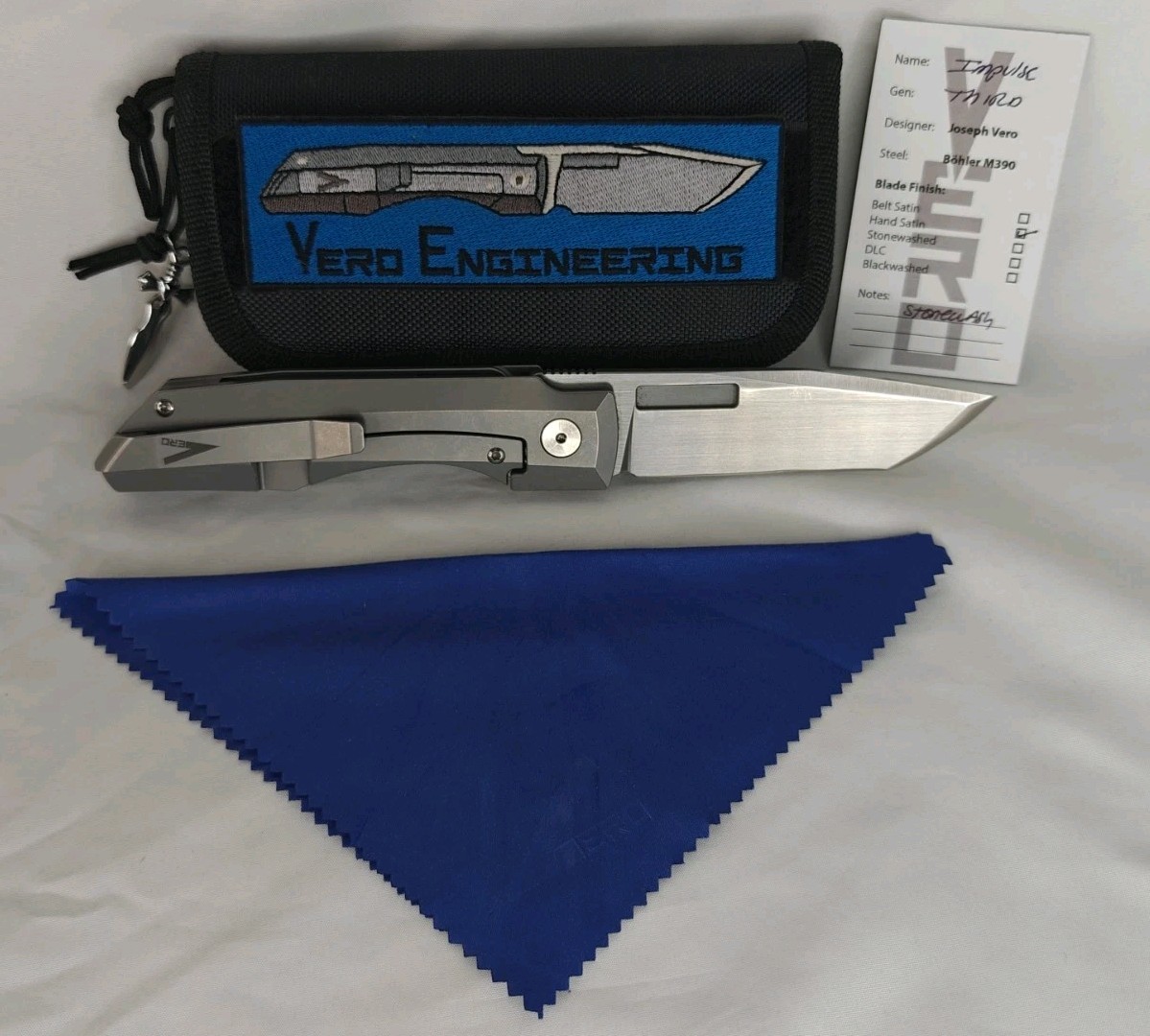 Vero Engineering Impulse 3rd Gen Knife #391 M390 Steel Hand Satin Stonewash Vero Engineering Impulse 3rd Gen Knife #391 M390 Steel Hand Satin Stonewash