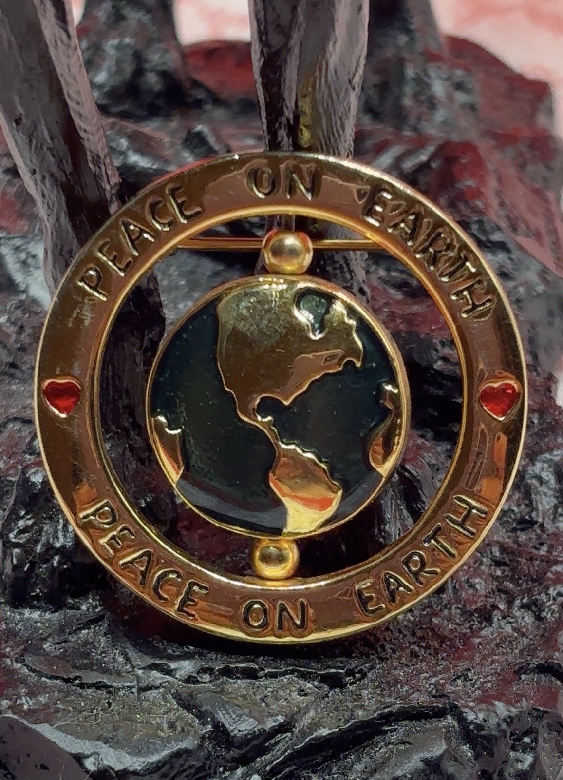 1980s Vintage Tanya Creations Spinning Peace On Earth Costume Pin Brooch