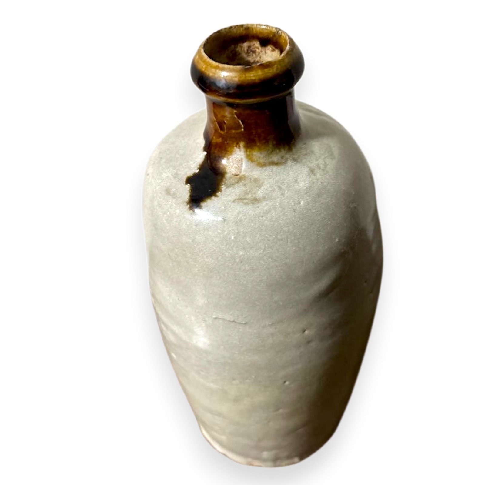 Antique Japanese 19th Century Edo Period Seto Pottery Vase Tokkuri Bottle 8.6 in
