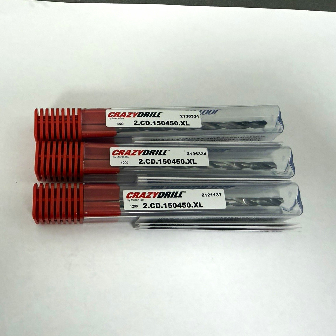 Crazydrill Solid Carbide Coolant Drill Bit 4.5mm  2.CD-150450.XL.    3pcs