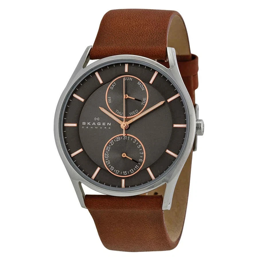 Skagen Holst Charcoal Dial Brown Leather Men's Watch SKW6086 New In Box Skagen Holst Charcoal Dial Brown Leather Men's Watch SKW6086 New In Box